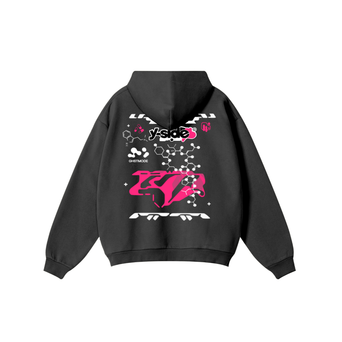 345GSM Unisex Fleece-Lined Zip-Up Pocket Hoodie Black