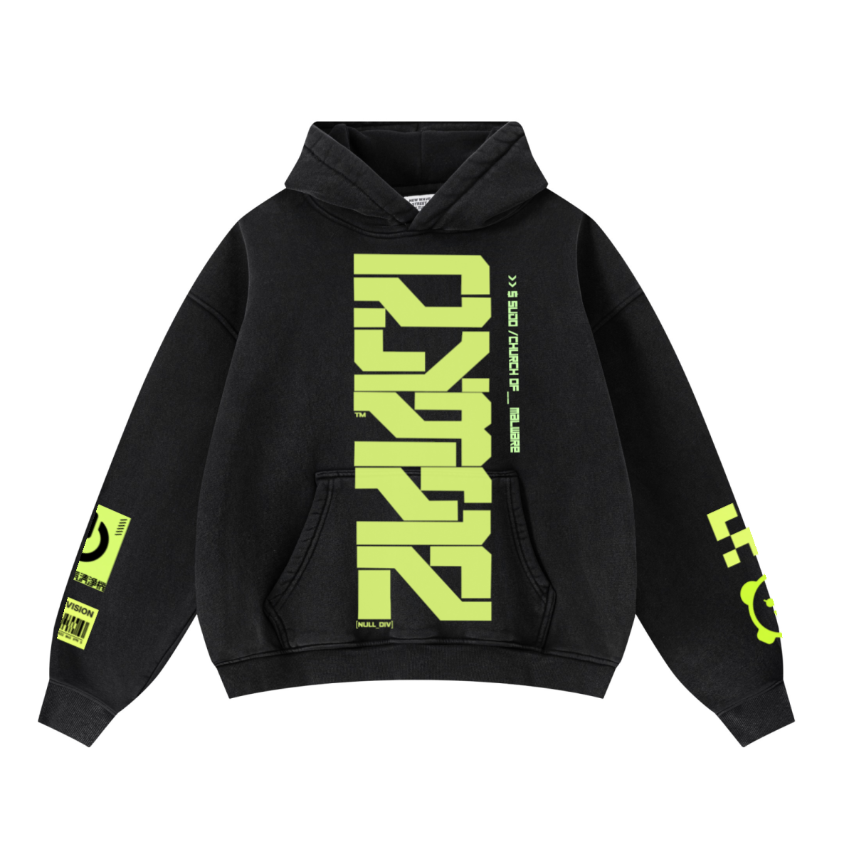 400GSM Unisex Washed Heavyweight Boxy-Fit Hoodie Vintage Black