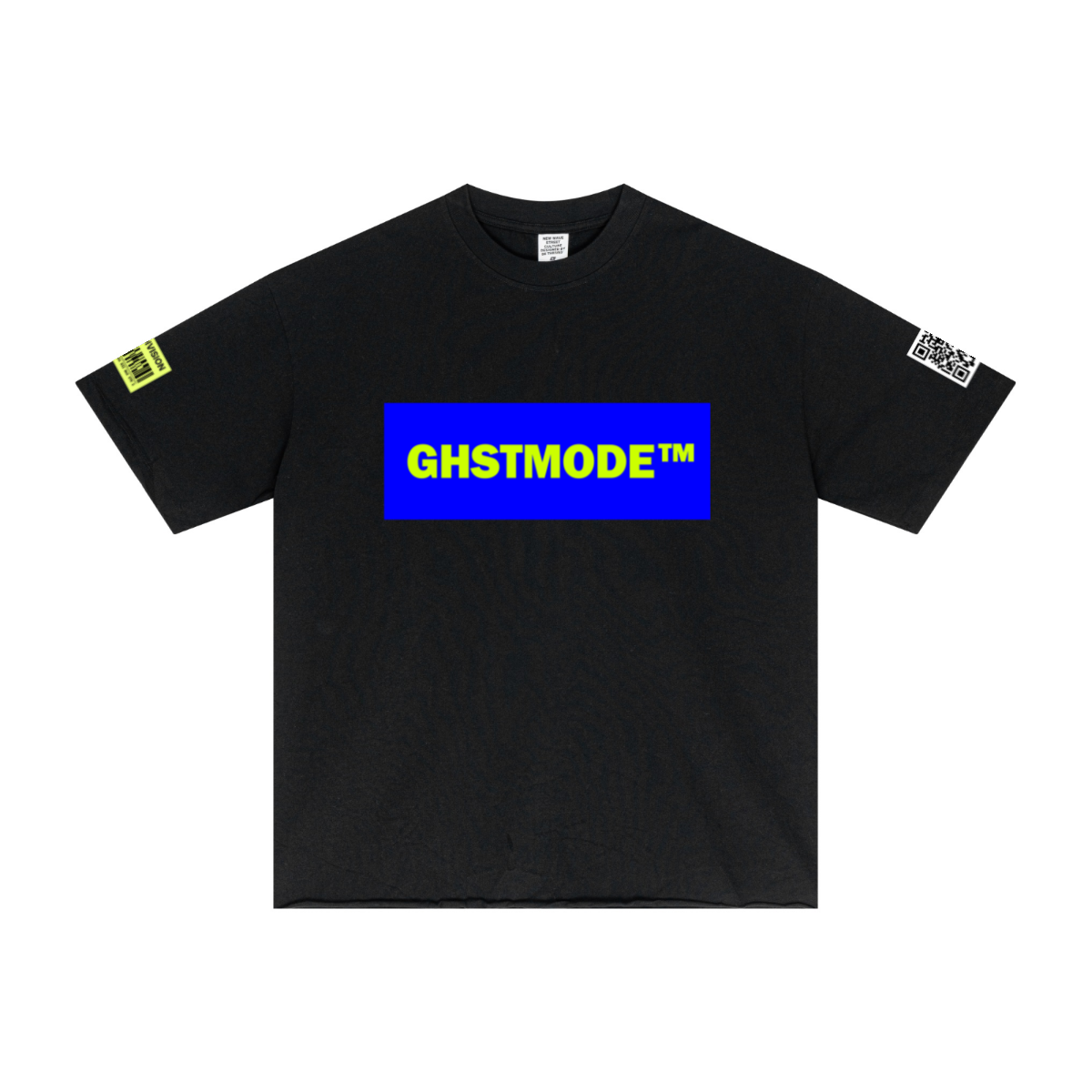275GSM Men’s Raw-Edge Pigment-Wash T-shirt Black
