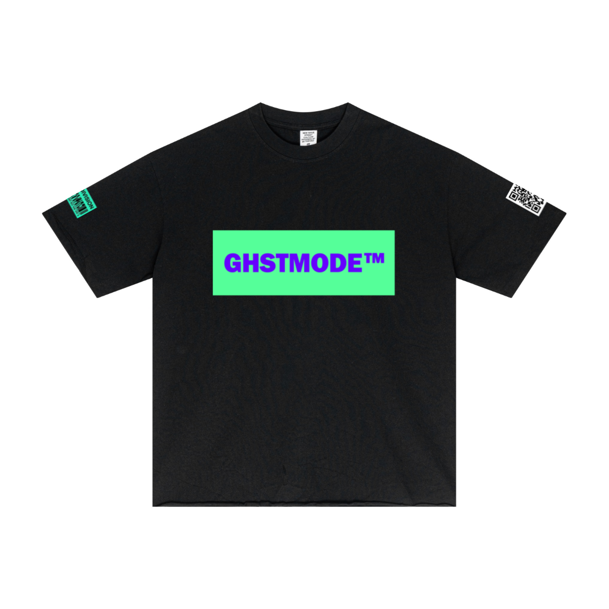275GSM Men’s Raw-Edge Pigment-Wash T-shirt Black