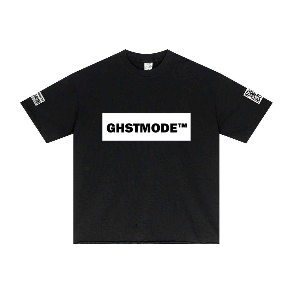 275GSM Men’s Raw-Edge Pigment-Wash T-shirt Black