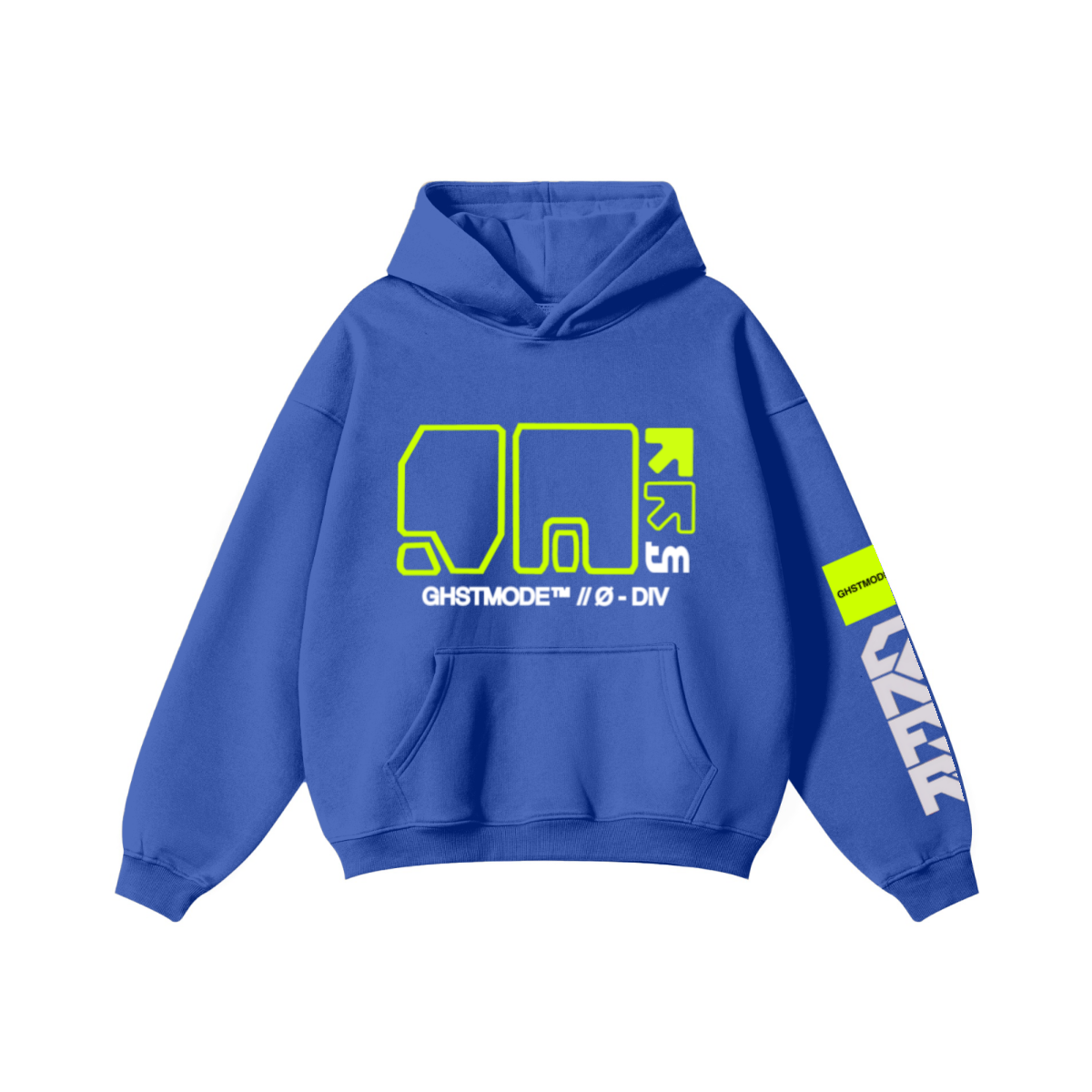 345GSM Men's Solid Color Pullover Hoodie Cyan Blue