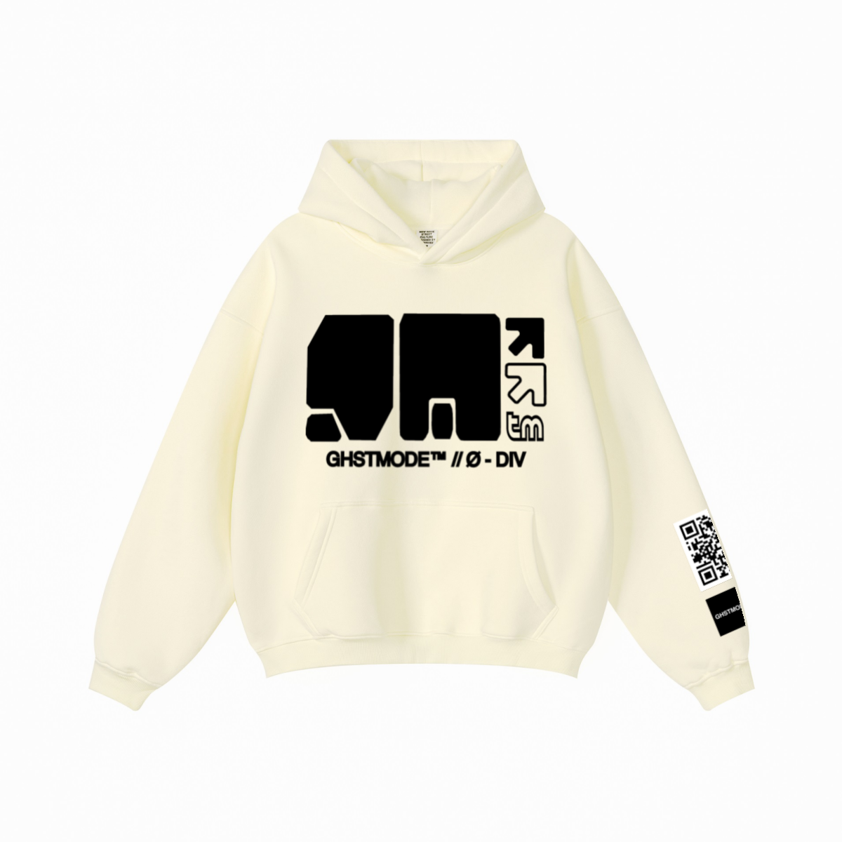 345GSM Men's Solid Color Pullover Hoodie Creamy Beige