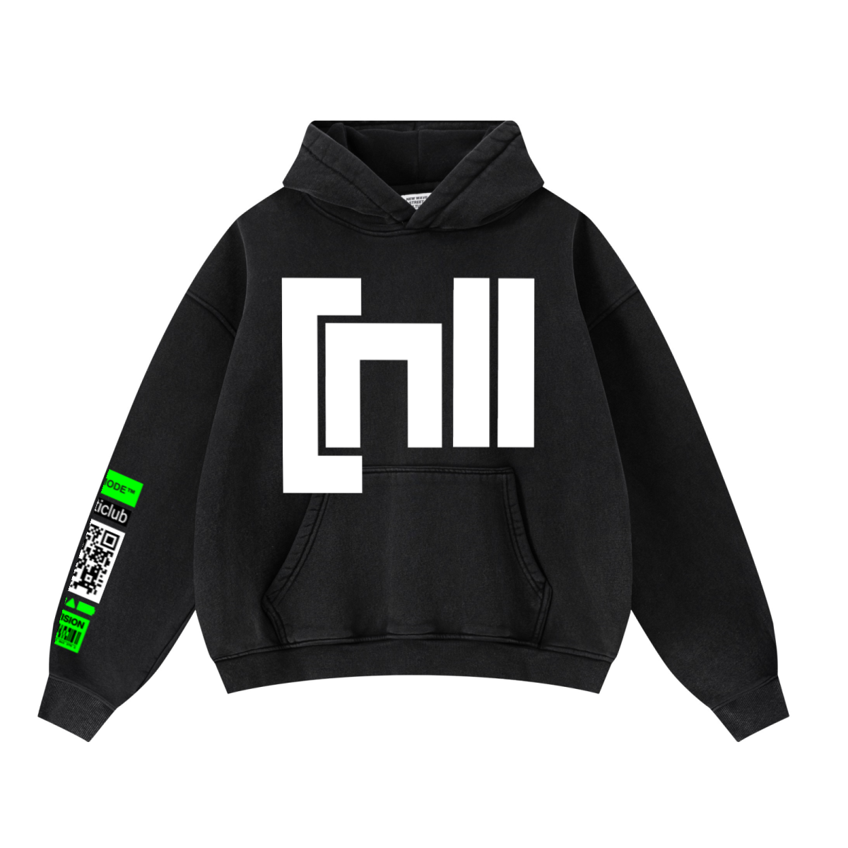 400GSM Unisex Washed Heavyweight Boxy-Fit Hoodie Vintage Black