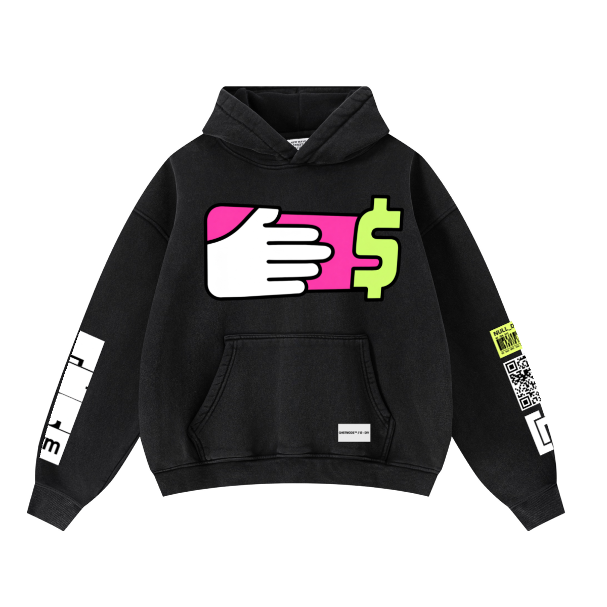 400GSM Unisex Washed Heavyweight Boxy-Fit Hoodie Vintage Black