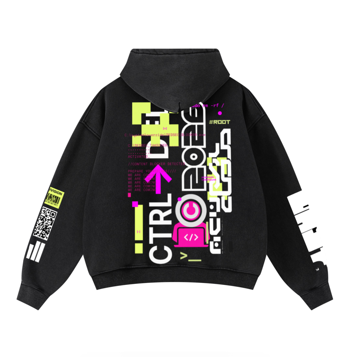 400GSM Unisex Washed Heavyweight Boxy-Fit Hoodie Vintage Black